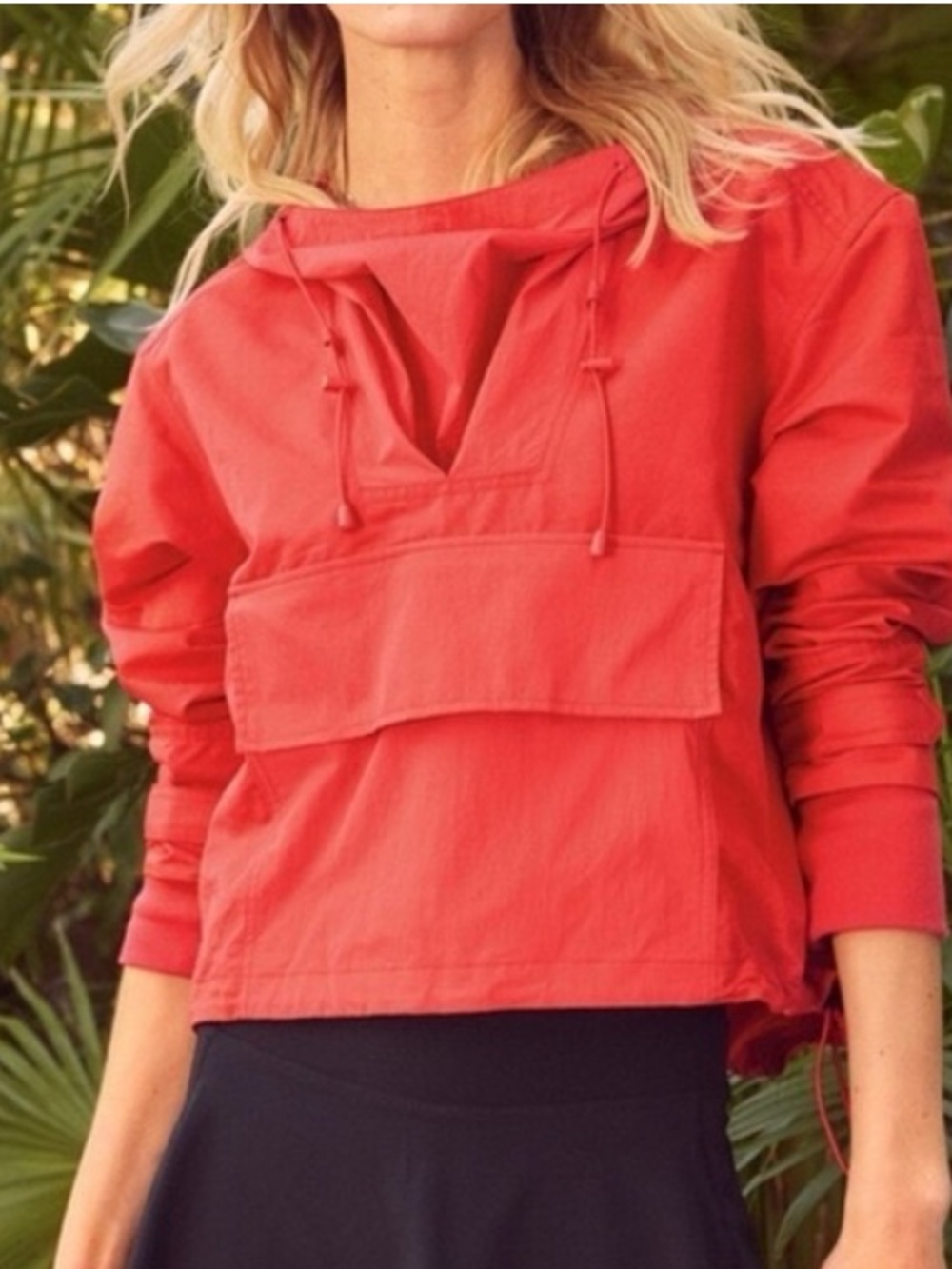 New Sweaty Betty Nomad Pullover Jacket Size Small Tulip Red Cotton Linen